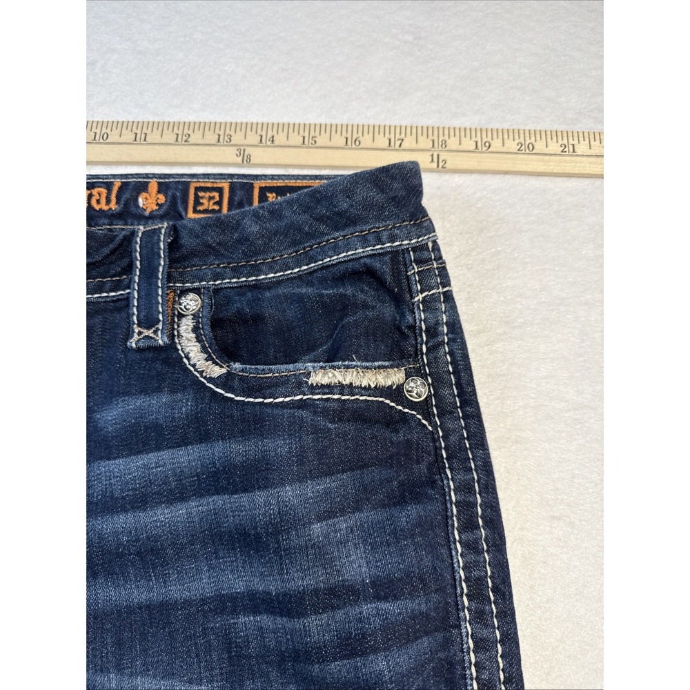 Rock Revival Rubella Easy Capri Women's 32 Distressed Embroidered Denim Jeans - Picture 6 of 14